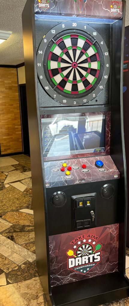 Dart Machine-Take Aim Electronic Coin Operated Dart Board With On Line Play Option-Brand New For Home And Business