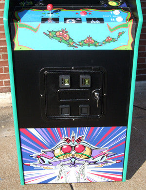 GALAGA ARCADE WITH LOTS OF NEW PARTS-LOOKS AND PLAY LIKE A NEW GAME-HEAVY DUTY, COIN OPERATED, COMMERCIAL GRADE WITH FREE PLAY OPTION