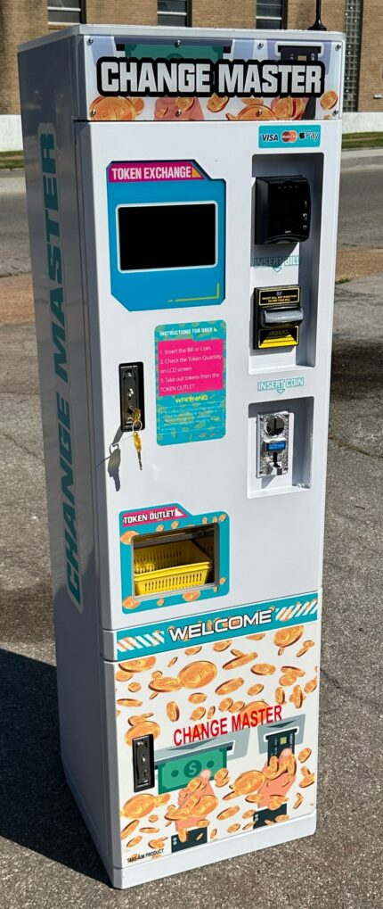 Change Master Machine – Convert Bills & Cards to Coins or Tokens for Arcades & Vending