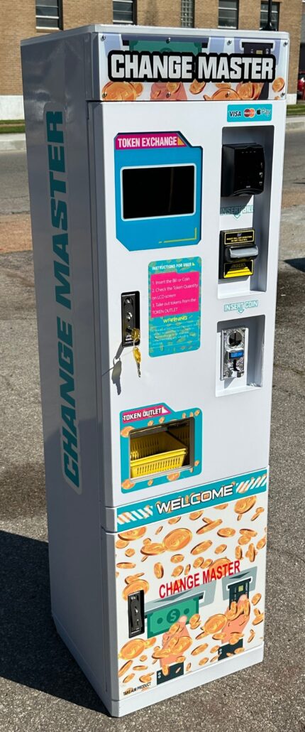 Change Master Machine – Convert Bills & Cards to Coins or Tokens for Arcades & Vending