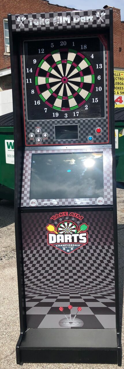 Dart Machine-Heavy Duty Commercial Grade Take Aim Dart Non Coin Operated- Brand New With 23" Monitor