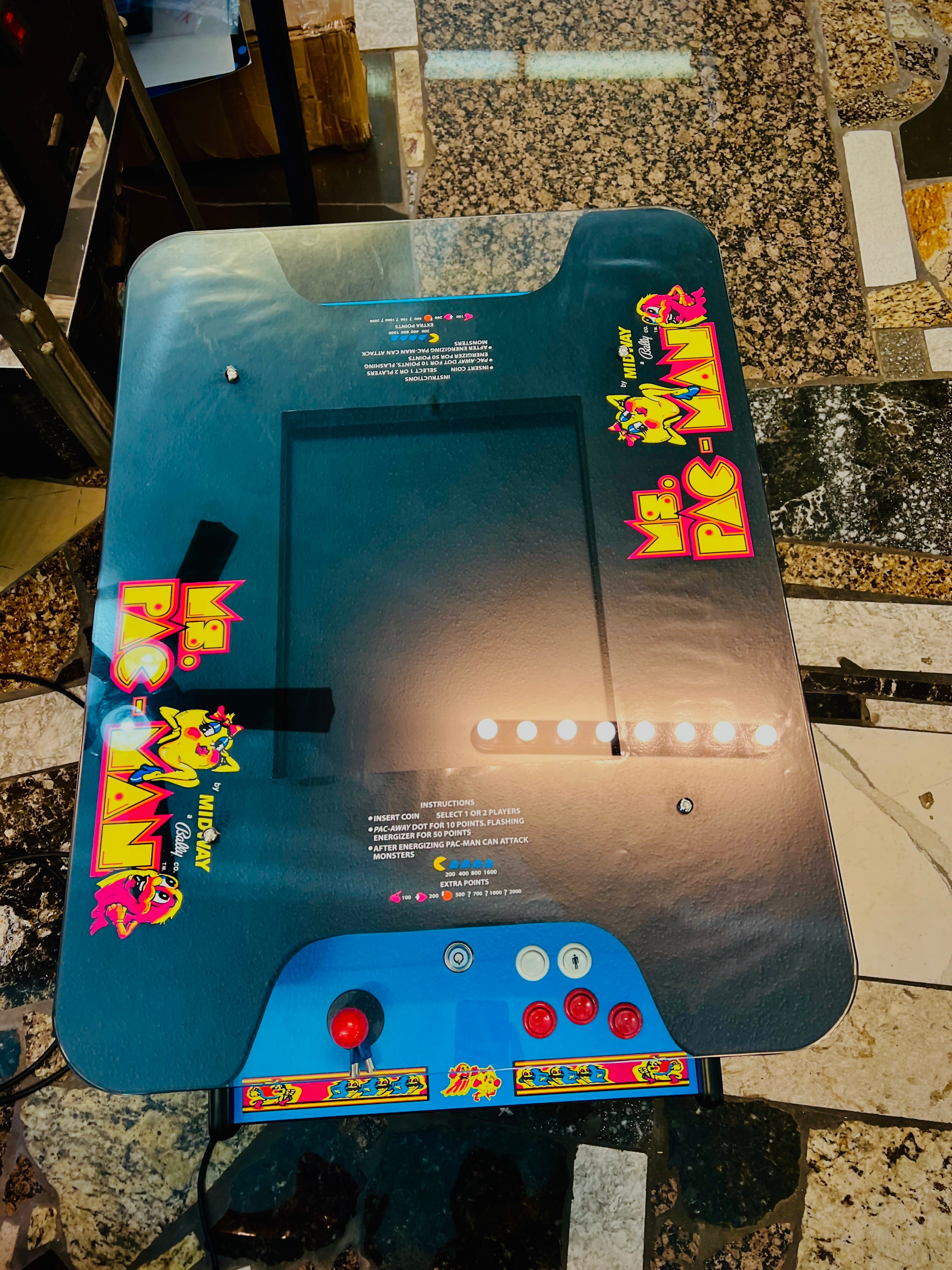 IMG_9221 MsPa Cocktail Arcade - Plays 60 Games - Lots of New Parts - Free Shipping