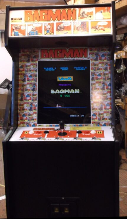 BAG MAN ARCADE GAME WITH LOTS OF NEW PARTS- EXTRA SHARP, Heavy Duty Coin Operated With Free Play Option